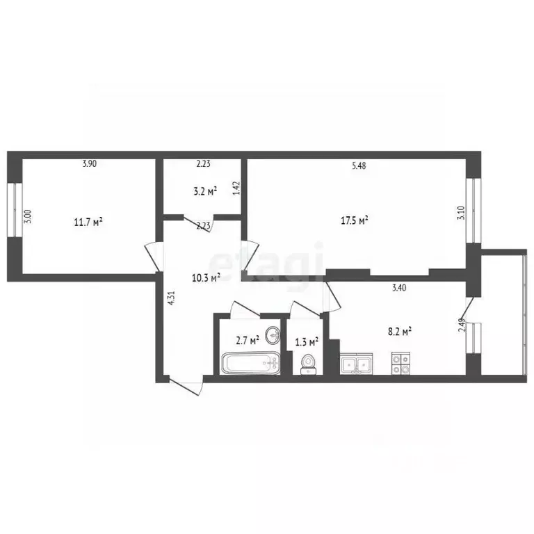 2-к кв. Московская область, Мытищи бул. Тенистый, 23 (56.8 м) - Фото 2