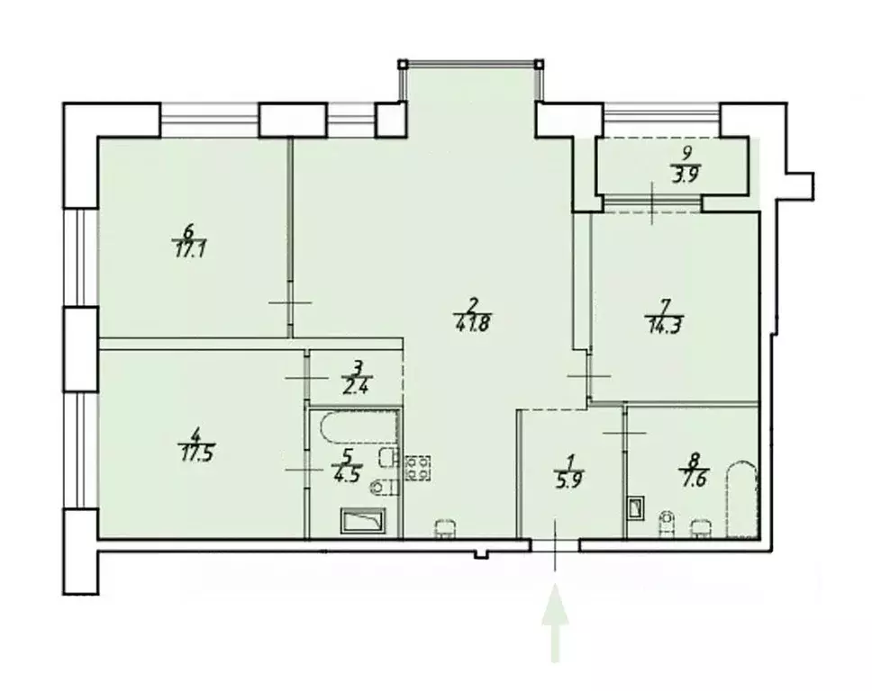 3-к кв. Санкт-Петербург ул. Академика Константинова, 1к1 (111.1 м) - Фото 2