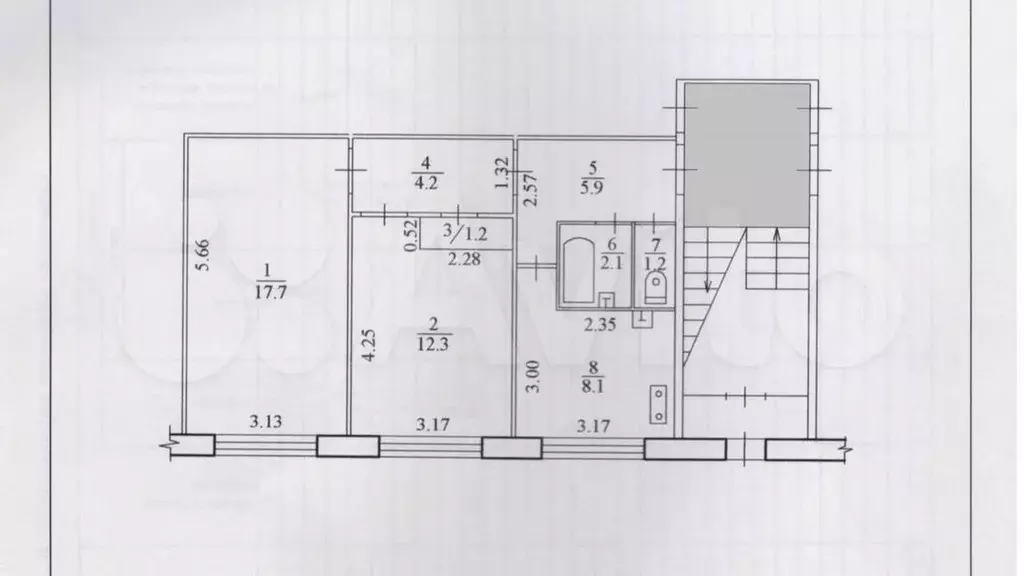 2-к. квартира, 52,7 м, 1/5 эт. - Фото 0