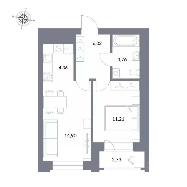 2-к кв. Новосибирская область, Новосибирск ул. Державина, 50 (41.25 м) - Фото 0