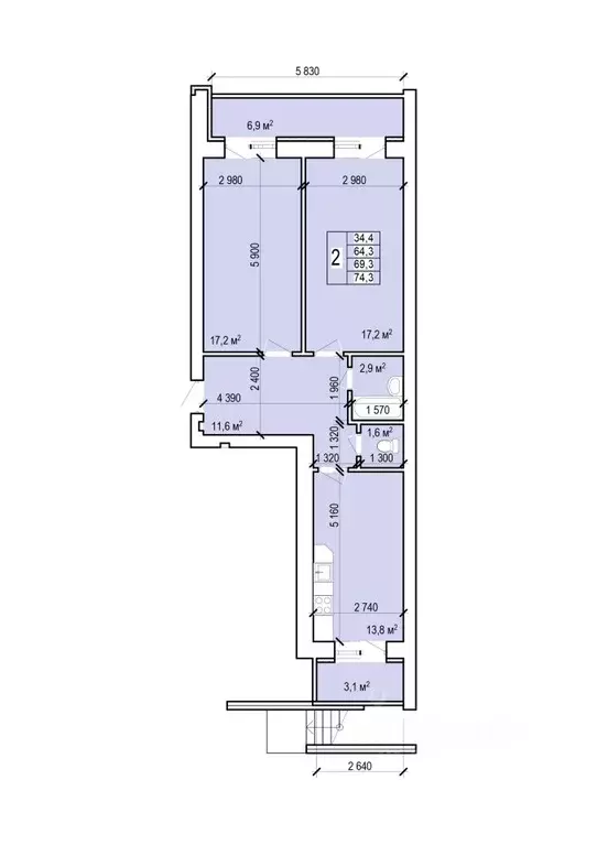 2-к кв. Саратовская область, Энгельс Новобазарная ул., 4 (74.3 м) - Фото 0