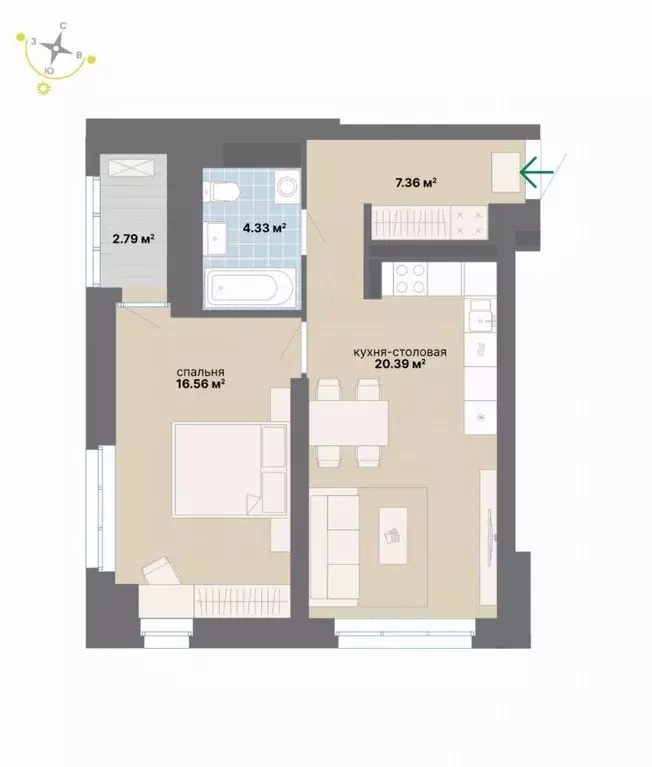 1-к кв. Свердловская область, Екатеринбург ул. Студенческая, 16 (51.43 ... - Фото 0