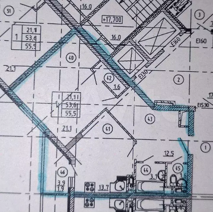 1-к. квартира, 53,6 м, 7/16 эт. - Фото 0