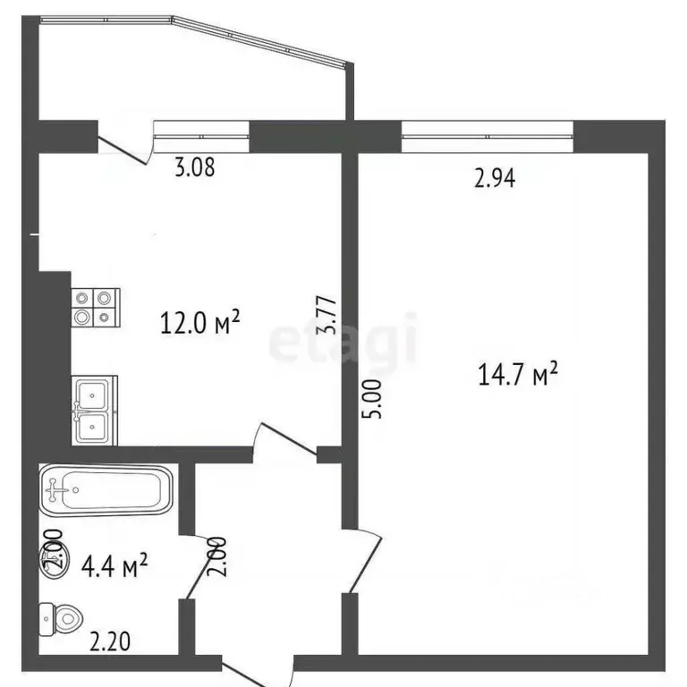 1-к кв. Краснодарский край, Анапа ул. Ленина, 178к2 (34.7 м) - Фото 1