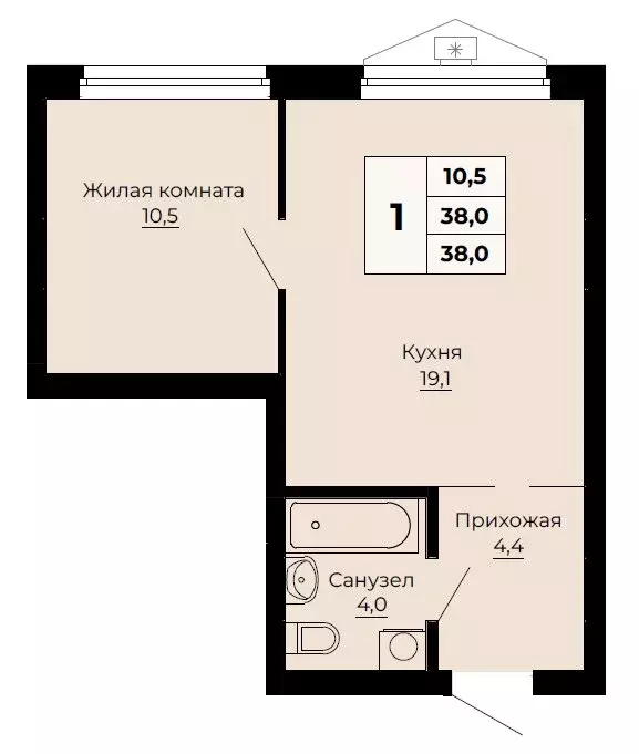 1-комнатная квартира: Екатеринбург, жилой комплекс Ольховский Парк (38 ... - Фото 0