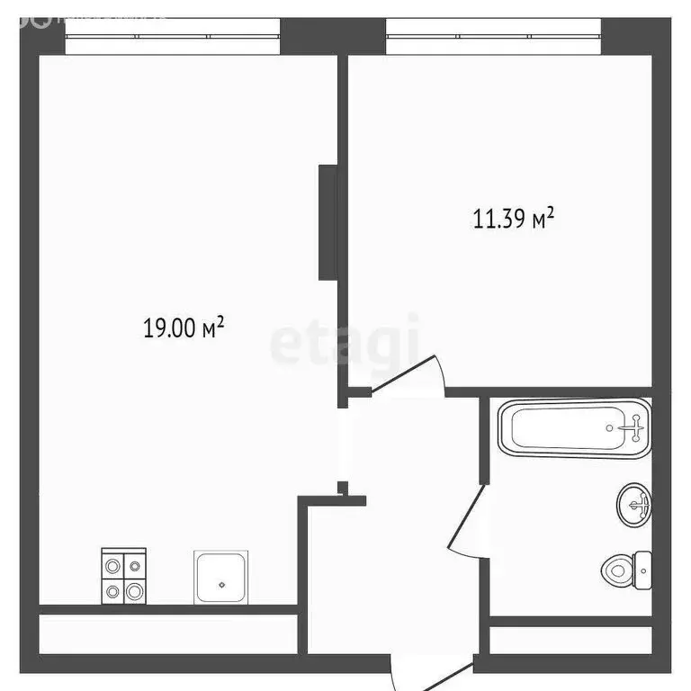 1-комнатная квартира: Тюмень, улица Василия Подшибякина, 11 (38.3 м) - Фото 1