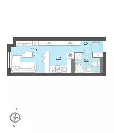 Студия Свердловская область, Екатеринбург Центральный жилрайон, Азина ... - Фото 2