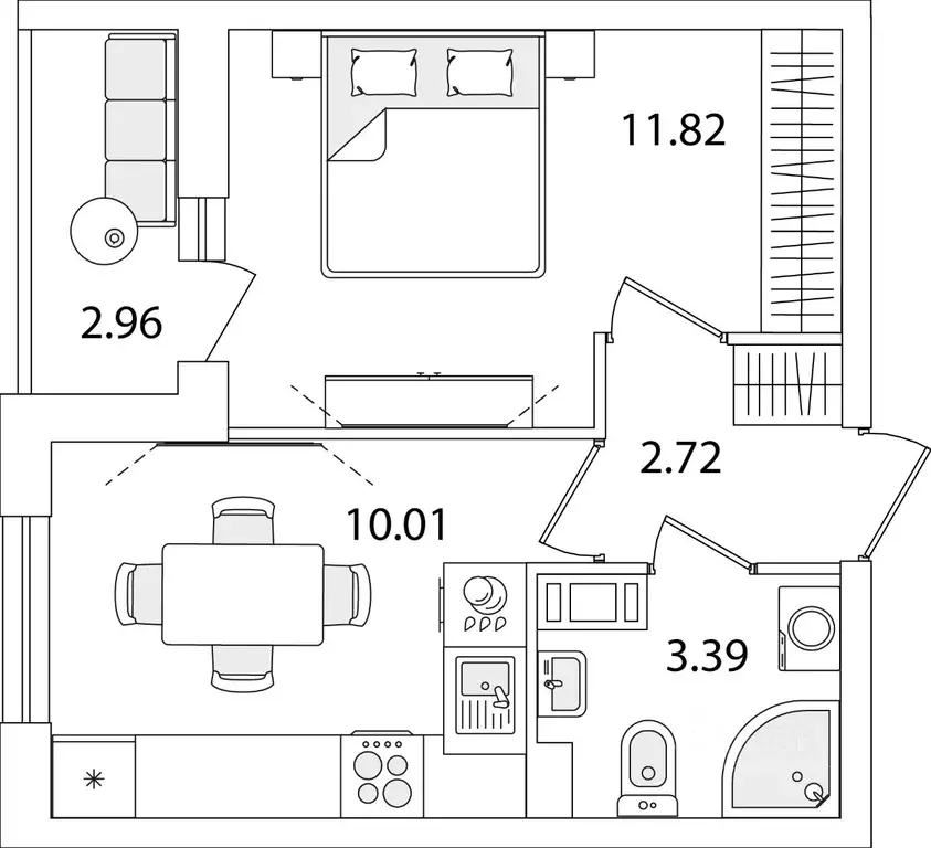 1-к кв. Санкт-Петербург ул. Тамбасова, 5Н (29.42 м) - Фото 0