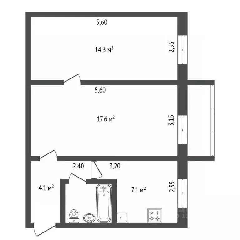 2-к кв. Амурская область, Благовещенск ул. Калинина, 112 (45.8 м) - Фото 2