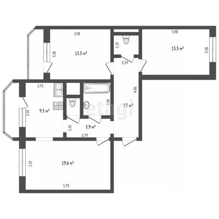 3-к кв. Московская область, Реутов Юбилейный просп., 78 (76.5 м) - Фото 2
