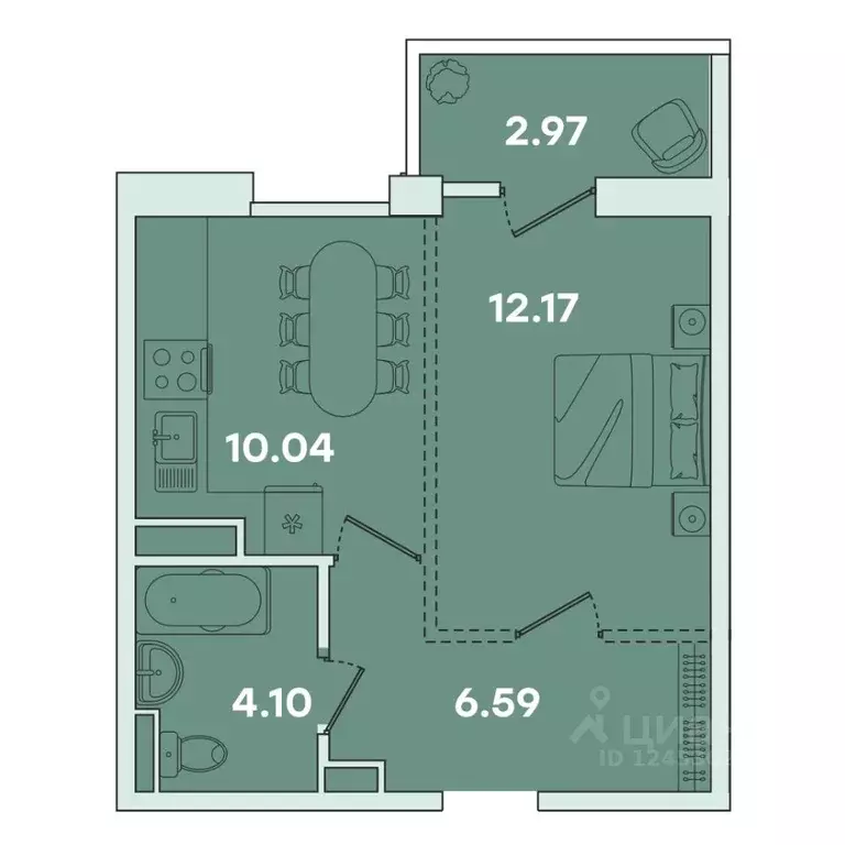 1-к кв. Иркутская область, Иркутск ул. Петрова, 18 (35.87 м) - Фото 0