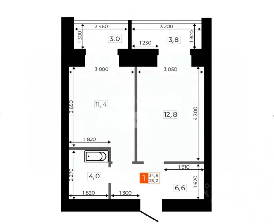 1-к кв. Амурская область, Благовещенск Литейная ул., 41 (38.3 м) - Фото 2