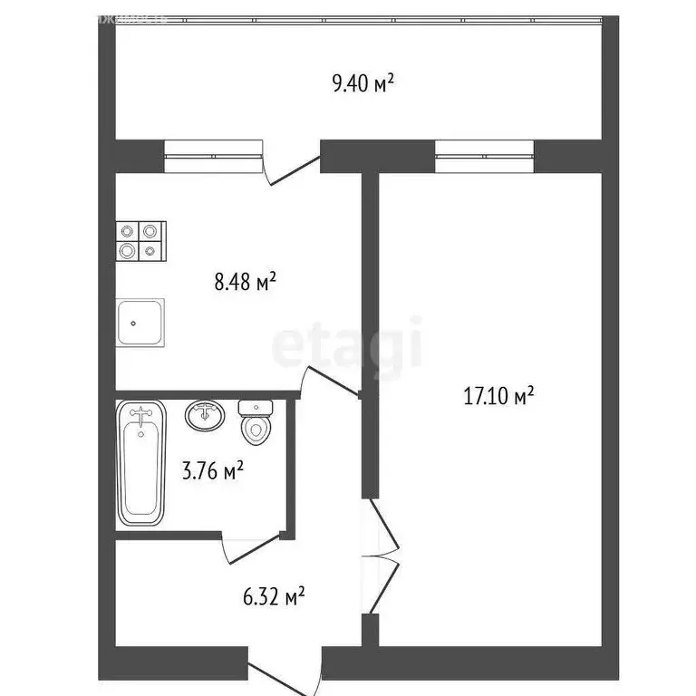 1-комнатная квартира: Тюмень, улица Самарцева, 177 (35.4 м) - Фото 0