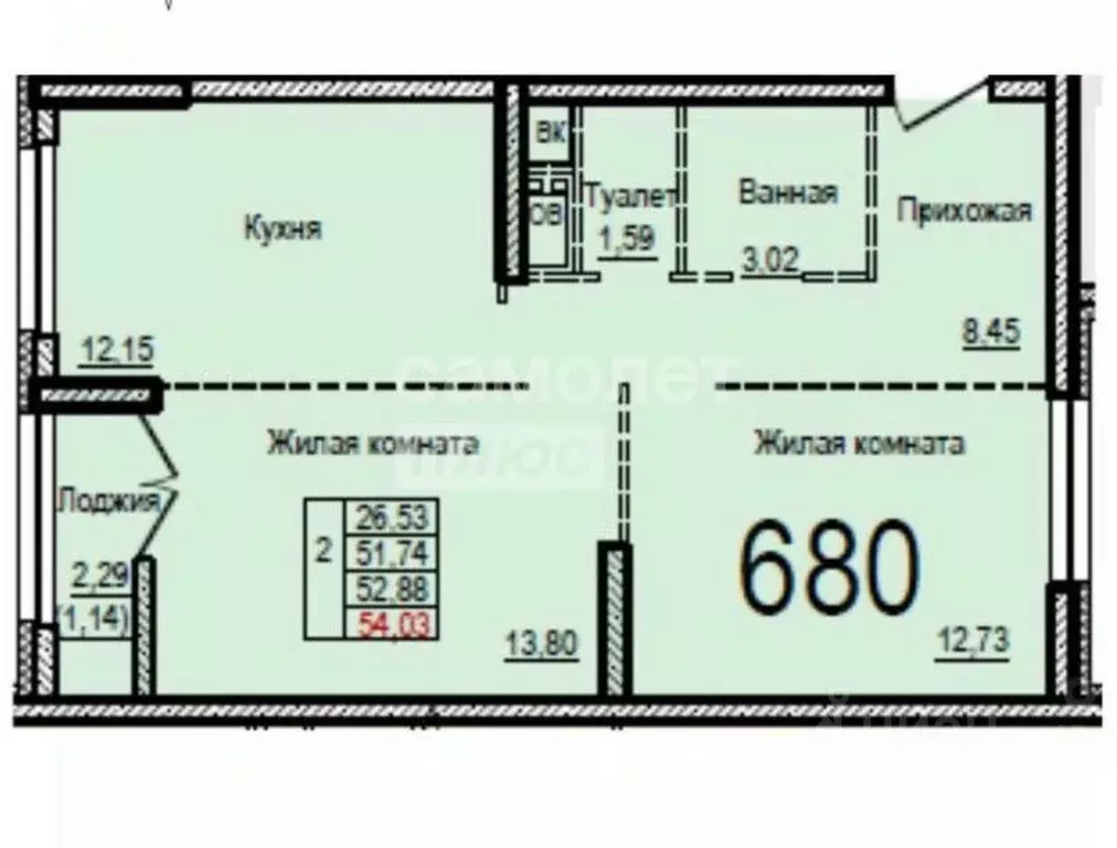 2-к кв. Московская область, Балашиха ул. Яганова, 3 (51.5 м) - Фото 1