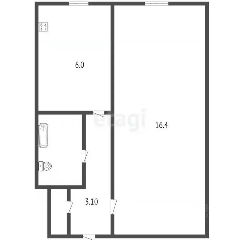 1-к кв. Карачаево-Черкесия, Черкесск ул. Лободина, 43 (29.3 м) - Фото 1