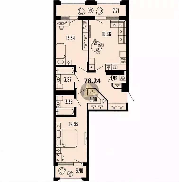 2-к кв. Санкт-Петербург Алтайская ул., 39 (78.24 м) - Фото 1