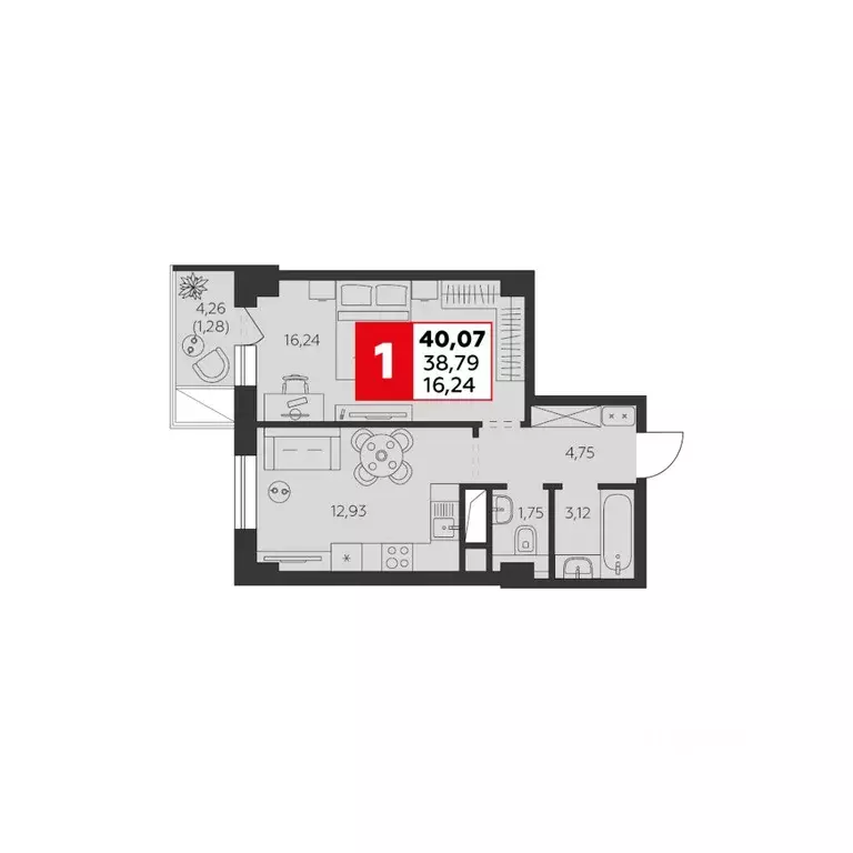 1-к кв. Ростовская область, Ростов-на-Дону ул. Штахановского, 24/2 ... - Фото 1