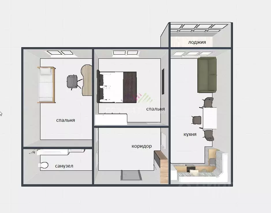 2-к кв. Омская область, Омск Взлетная ул., 11/1 (56.4 м) - Фото 2