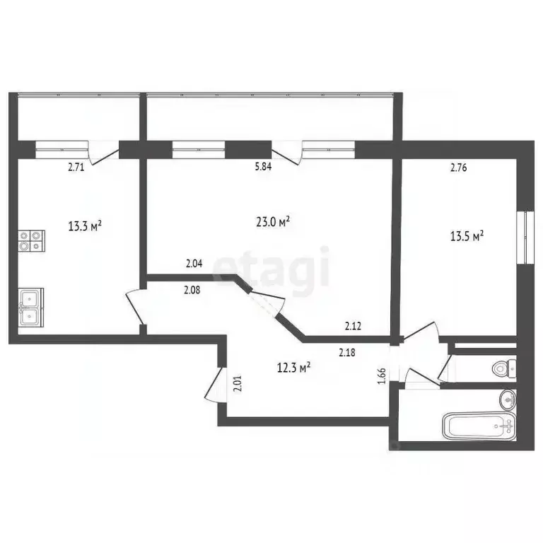 2-к кв. Пермский край, Пермь ул. Докучаева, 40В (70.3 м) - Фото 0