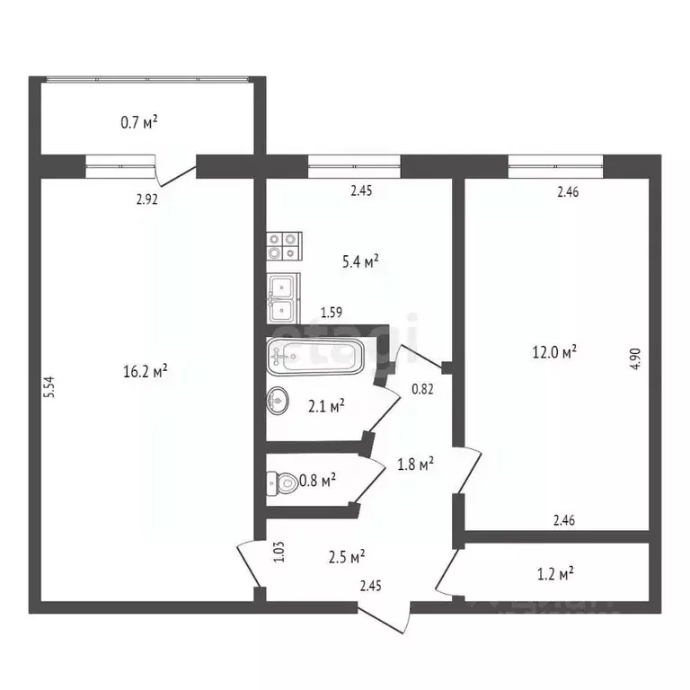 2-к кв. Крым, Армянск ул. Гайдара, 8 (42.0 м) - Фото 2