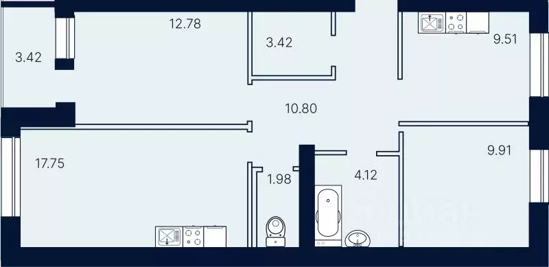 3-к кв. Саратовская область, Саратов ул. Имени Николая Егорова (73.69 ... - Фото 1