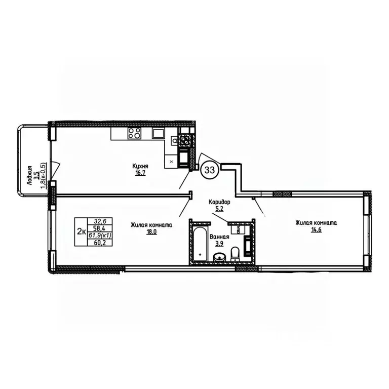2-к кв. Калининградская область, Калининград Теодор Кроне жилой ... - Фото 1