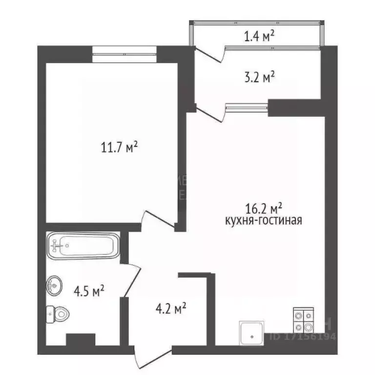 1-к кв. Тюменская область, Тюмень ул. Николая Глебова, 3 (39.0 м) - Фото 1