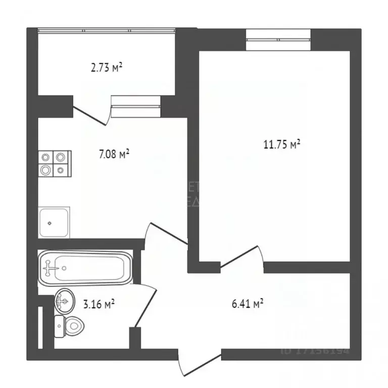1-к кв. Тюменская область, Тюмень ул. Надира Сагдеева, 8 (29.0 м) - Фото 1