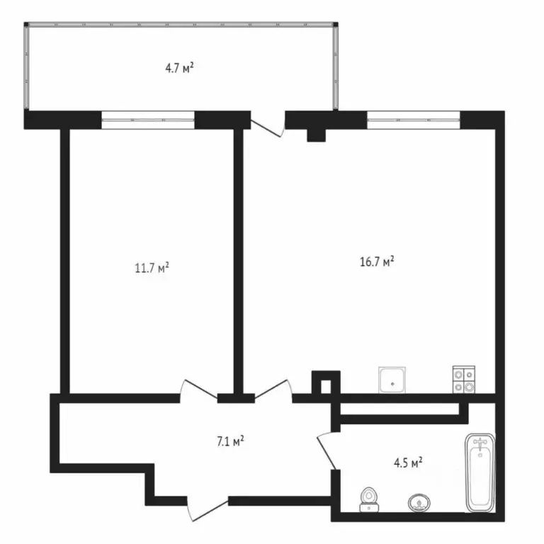 1-к кв. Тюменская область, Тюмень ул. Николая Никитина, 6 (40.2 м) - Фото 2
