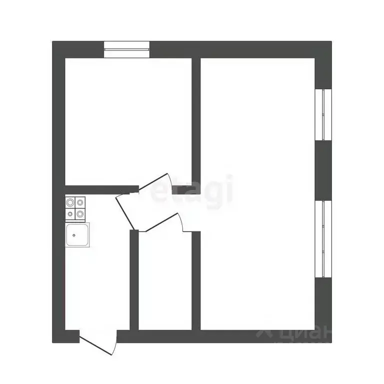 2-к кв. Томская область, Томск Татарская ул., 7 (30.0 м) - Фото 1