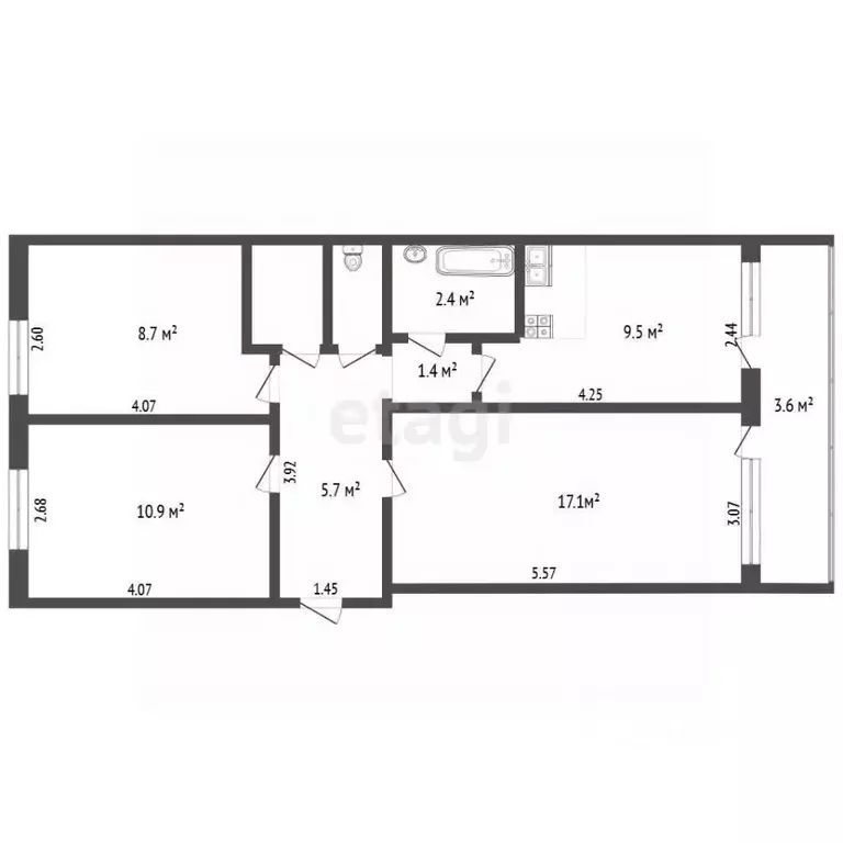 3-к кв. Крым, Ленино пгт ул. Геологическая, 11А (59.3 м) - Фото 2