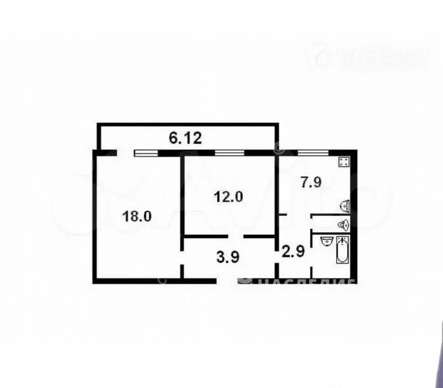 2-к. квартира, 50 м, 9/9 эт. - Фото 0
