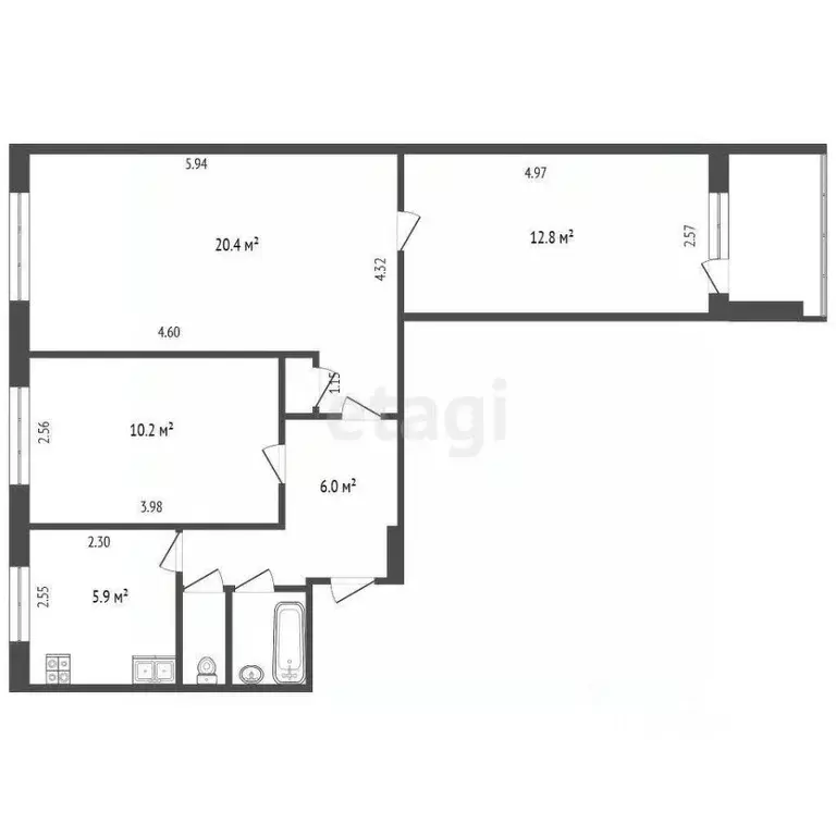 Комната Татарстан, Набережные Челны Автозаводский просп., 33 (33.2 м) - Фото 2