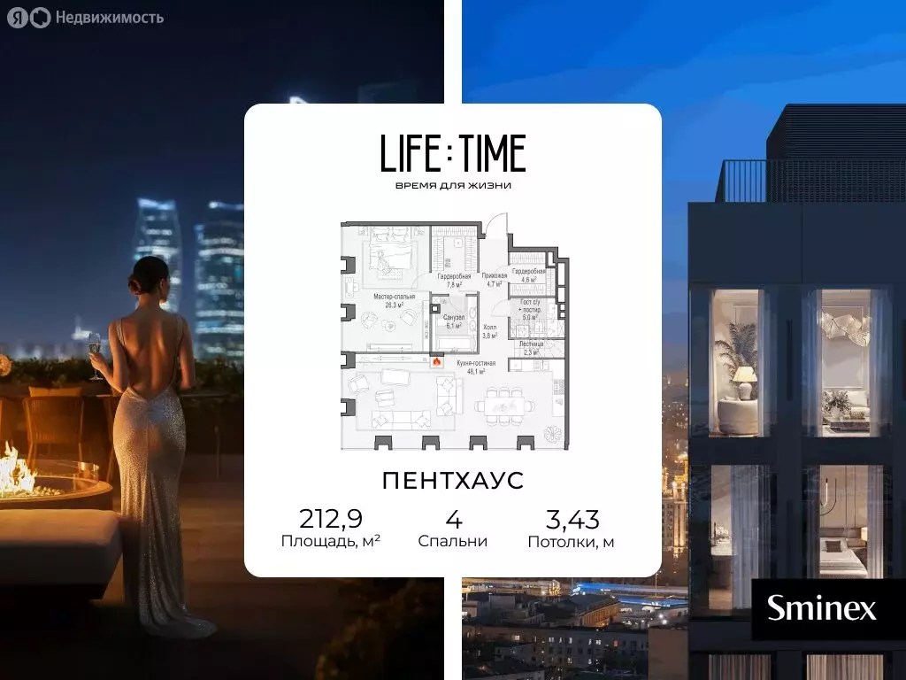 4-комнатная квартира: Москва, улица Сергея Макеева, 11 (212.9 м) - Фото 1
