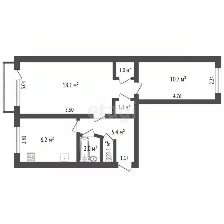 2-к кв. Севастополь ул. Федоровская, 43 (45.9 м) - Фото 2