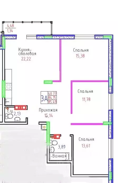 3-к кв. Самарская область, Тольятти ул. Маршала Жукова, 60 (85.0 м) - Фото 1