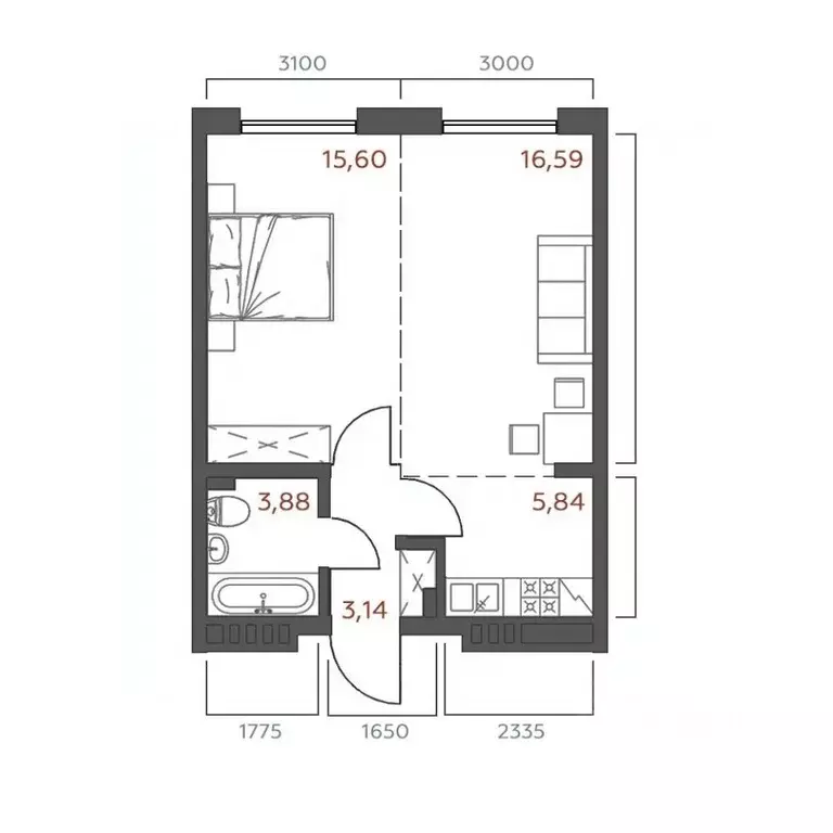 1-к кв. Иркутская область, Иркутск ул. 6-я Советская, 2 (45.05 м) - Фото 0