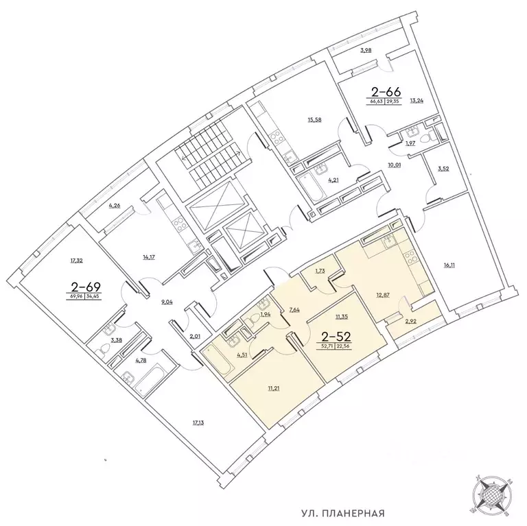 2-к кв. Санкт-Петербург Планерная ул., 91к2 (53.1 м) - Фото 1