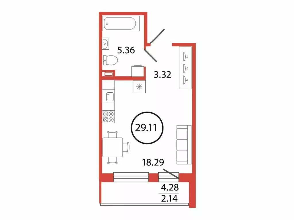 Квартира-студия: Бугры, Шоссейная улица, 2 (29.11 м) - Фото 1