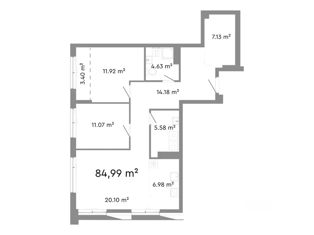 3-к кв. Челябинская область, Челябинск ул. Худякова, 18 (84.99 м) - Фото 0