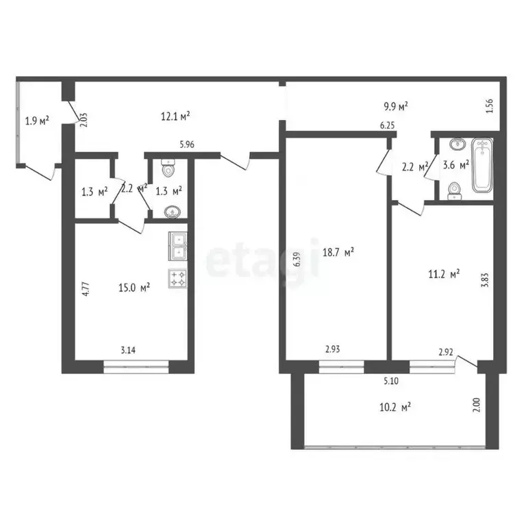4-к кв. Крым, Евпатория ул. Тимирязева, 4 (77.5 м) - Фото 2