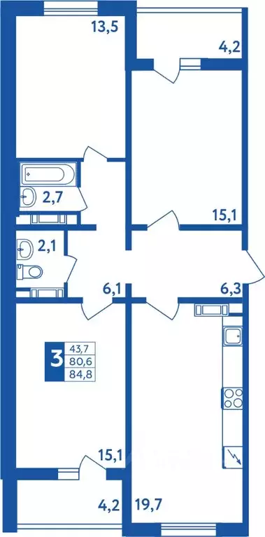 3-к кв. Башкортостан, Уфа Дема жилрайон, Новая Дема жилой комплекс ... - Фото 1