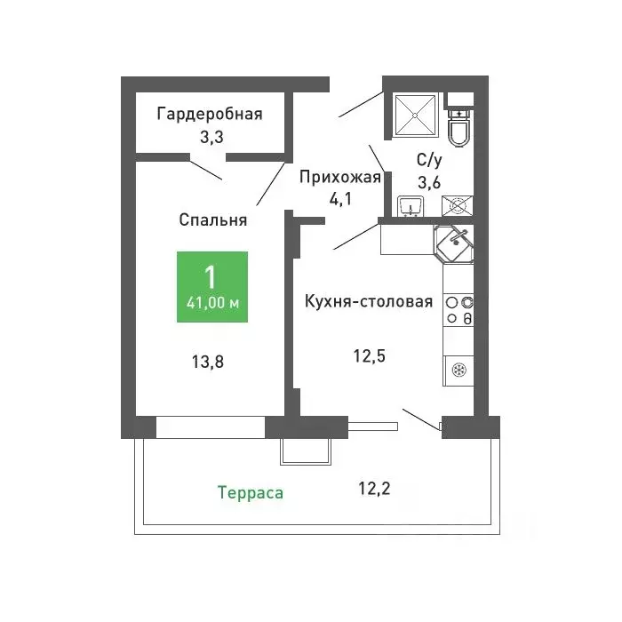 1-к кв. Воронежская область, Воронеж ул. Остужева, 52/5 (41.0 м) - Фото 0