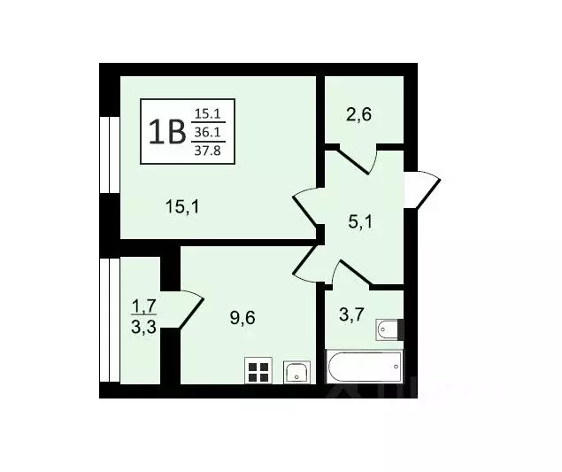 1-к кв. Воронежская область, Воронеж ул. Шишкова, 140Б/26 (37.8 м) - Фото 1