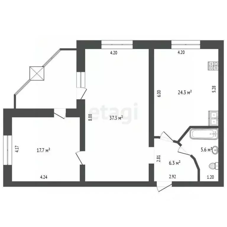 2-к кв. Тюменская область, Тюмень ул. Московский Тракт, 143к6 (96.5 м) - Фото 1