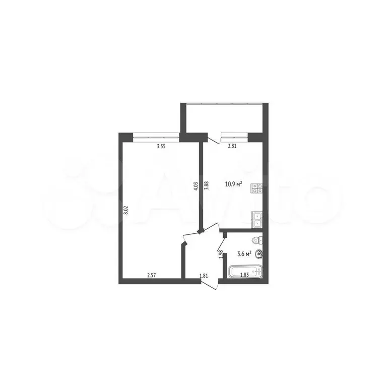 1-к. квартира, 36,6 м, 7/9 эт. - Фото 0