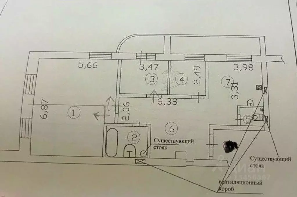 3-к кв. Коми, Сыктывкар ул. Бабушкина, 31 (100.0 м) - Фото 2
