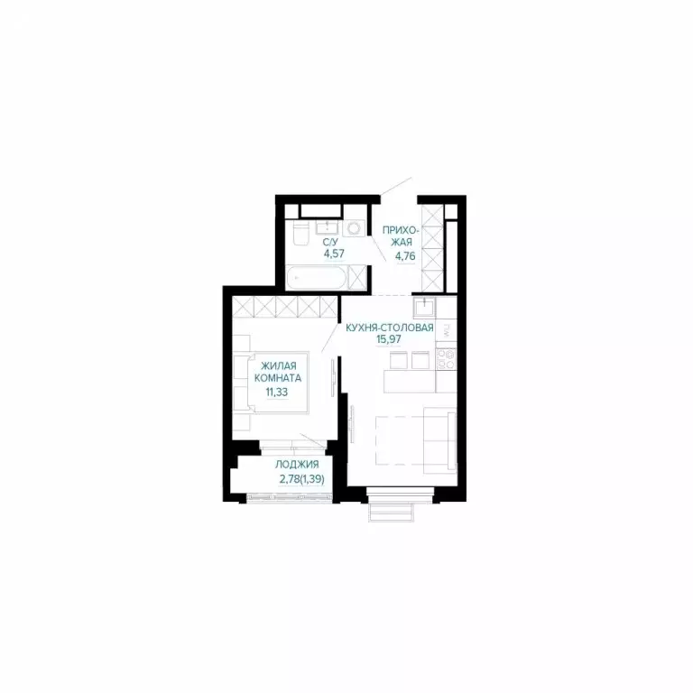 1-комнатная квартира: Екатеринбург, жилой район Эльмаш, жилой комплекс ... - Фото 1