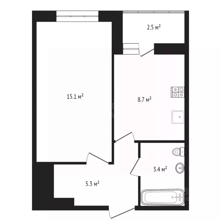 1-к кв. Тюменская область, Тюмень ул. Ветеранов Труда, 9Ак3 (33.2 м) - Фото 2