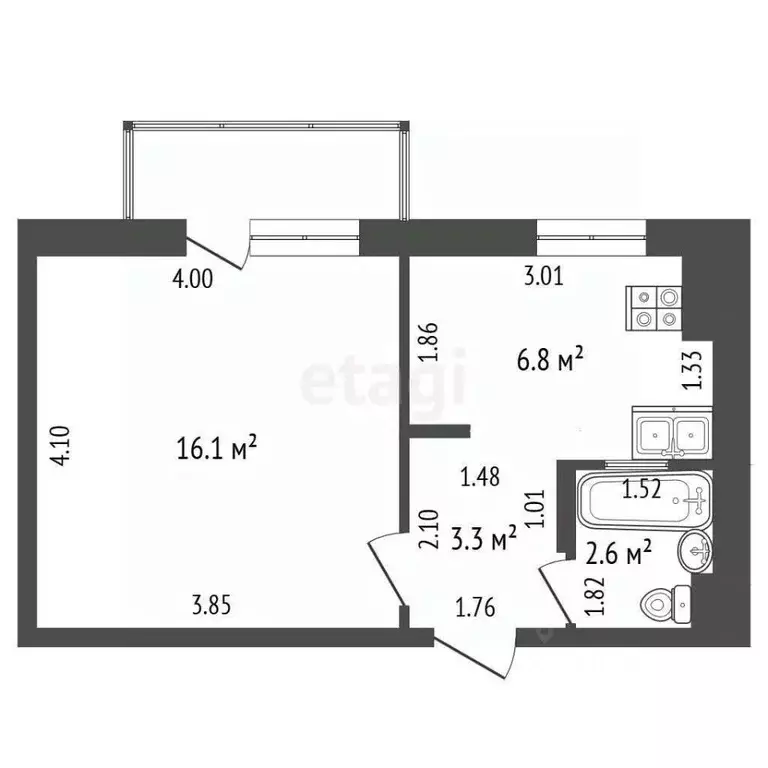 1-к кв. Крым, Евпатория ул. Чапаева, 83 (28.8 м) - Фото 2